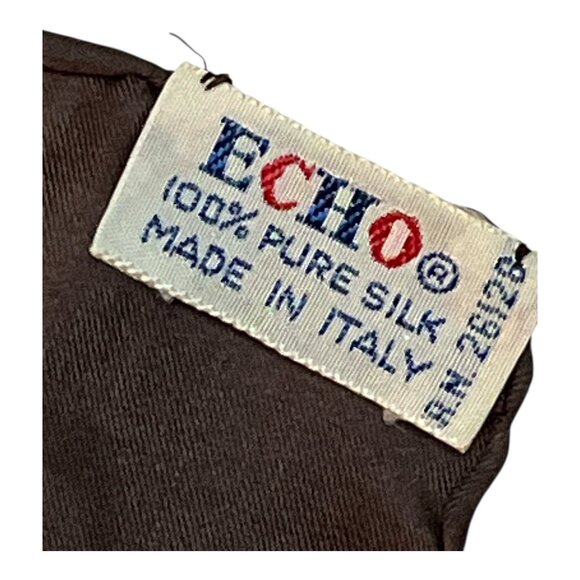 Echo 100% Silk Striped Scarf Made in Italy Brown Neutral Palette - Picture 4 of 4